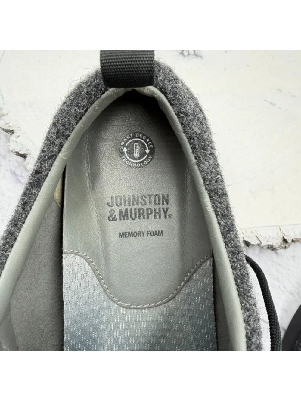 Johnston & Murphy Amherst U-Throat Shoe Dark Gray Wool Casual 25-8939 Men's 9M